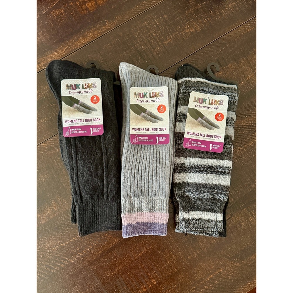 NWT Muk Luks Women's Tall Boot Socks – Bundle of 6 (3‎ Packs)